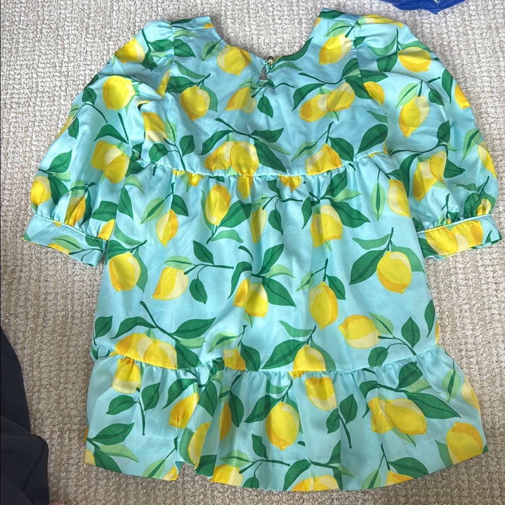 Janie and Jack Lemon Print Dress - Blue and Yellow